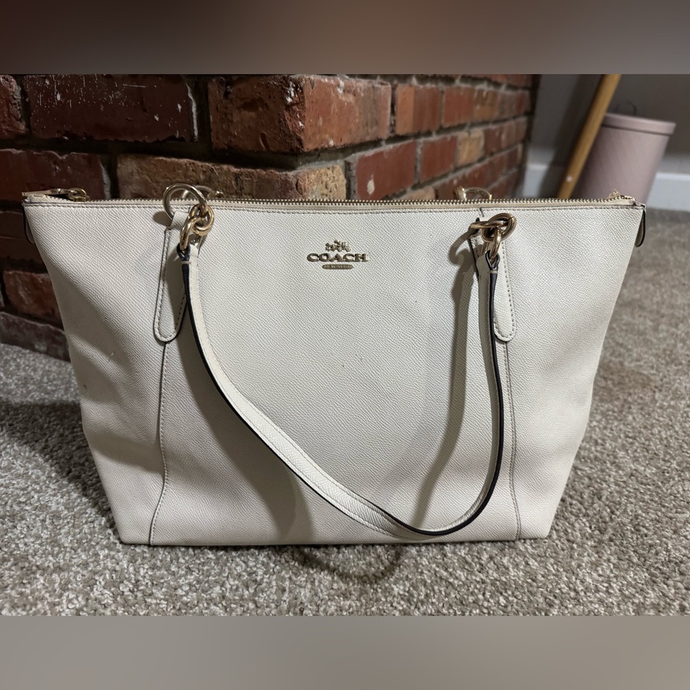 Coach Ava cream pebbled Leather gallery Tote Bag